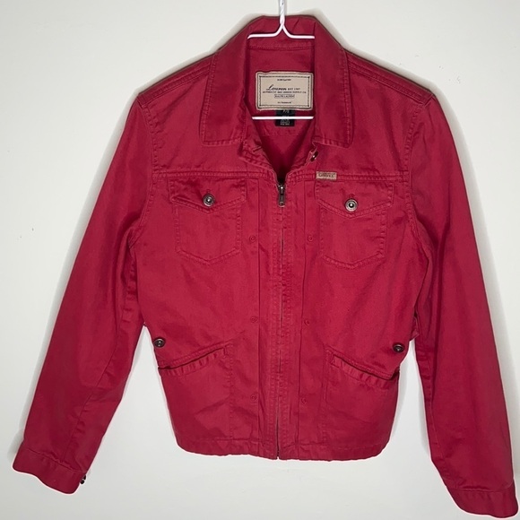 Lauren Ralph Lauren Women’s Red Trucker Jacket Size Petite Small - Picture 10 of 14
